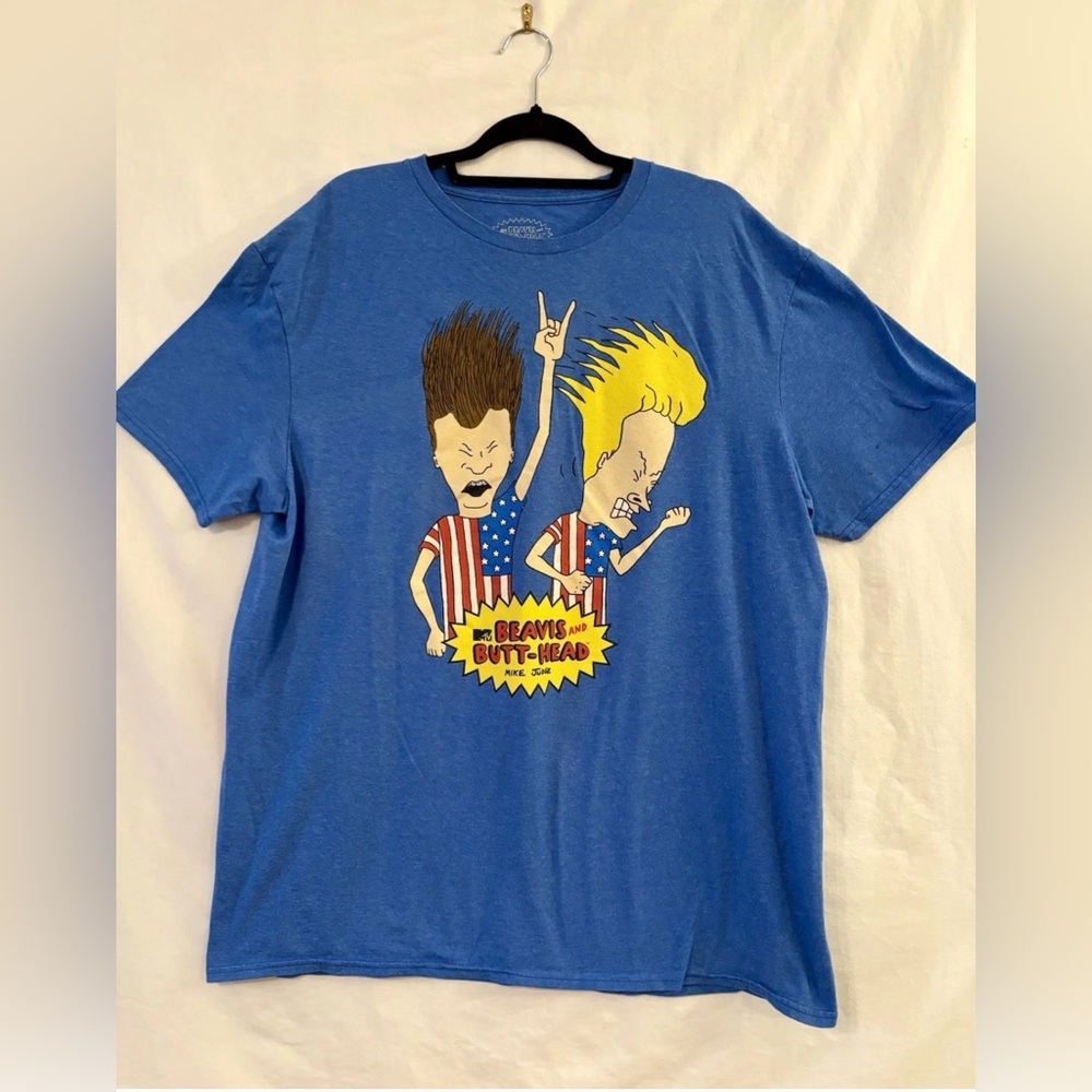 Men’s Blue MTV Beavis and Butt-Head T-shirt Size XL Short Sleeve